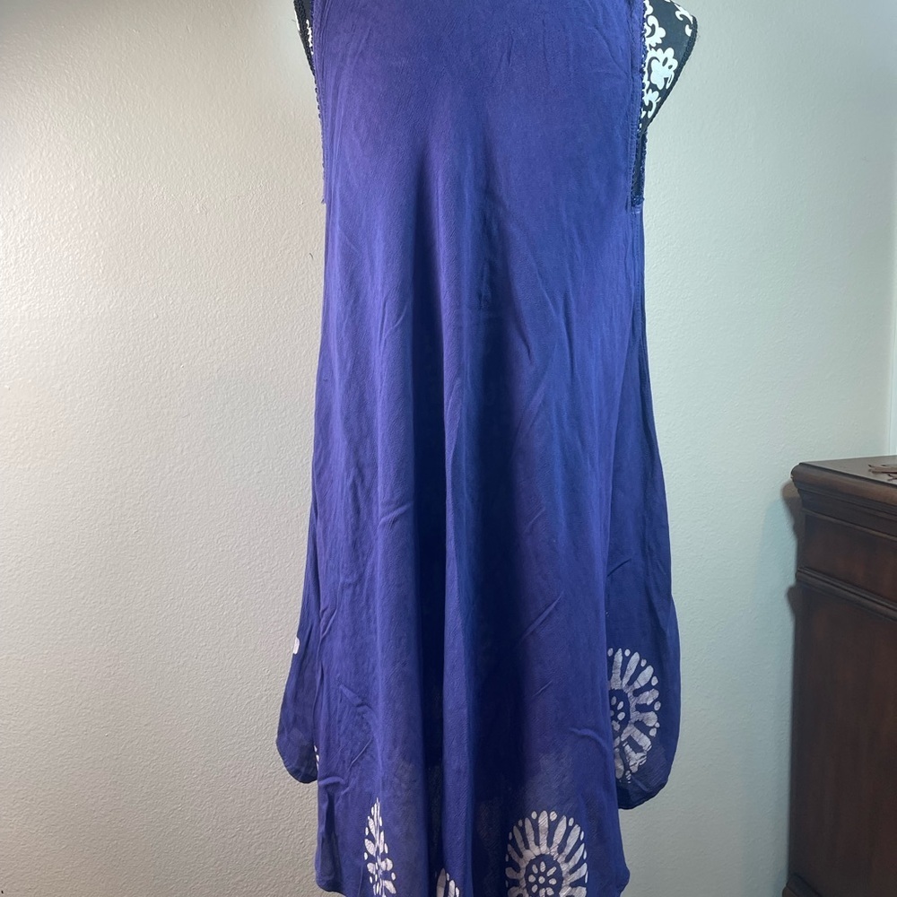 True Rock Purple Floral Embroidered Sleeveless Shift Dress Boho One Size - Picture 7 of 9